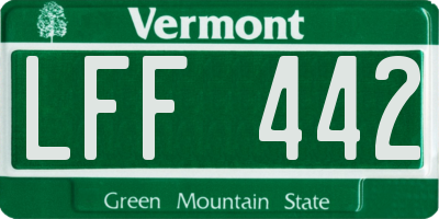 VT license plate LFF442