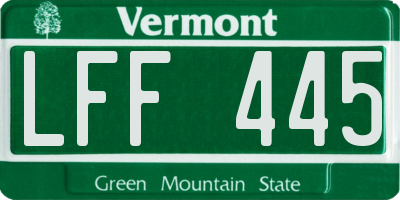 VT license plate LFF445