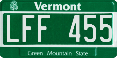 VT license plate LFF455