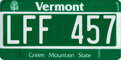 VT license plate LFF457
