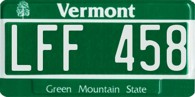 VT license plate LFF458