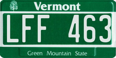 VT license plate LFF463