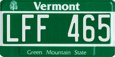 VT license plate LFF465