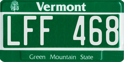 VT license plate LFF468