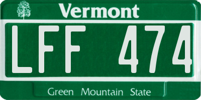 VT license plate LFF474