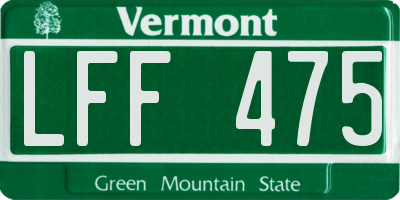 VT license plate LFF475