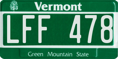 VT license plate LFF478