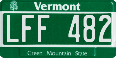 VT license plate LFF482
