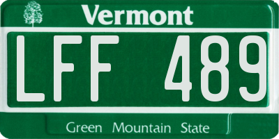VT license plate LFF489