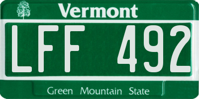 VT license plate LFF492