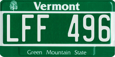 VT license plate LFF496