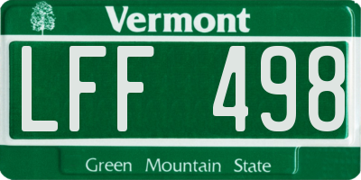 VT license plate LFF498