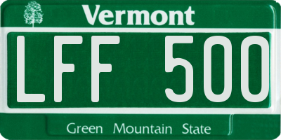 VT license plate LFF500