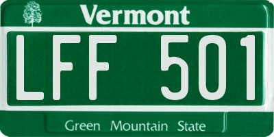 VT license plate LFF501