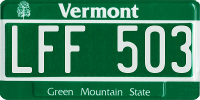 VT license plate LFF503