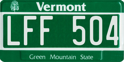 VT license plate LFF504