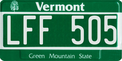 VT license plate LFF505