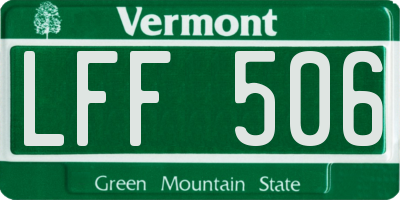 VT license plate LFF506