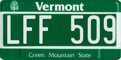 VT license plate LFF509