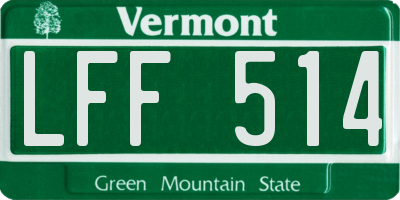VT license plate LFF514