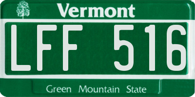 VT license plate LFF516