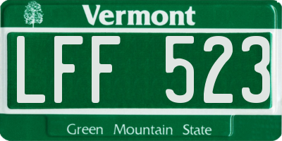 VT license plate LFF523