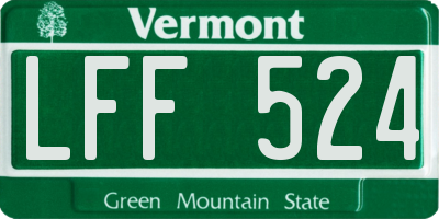 VT license plate LFF524