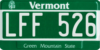 VT license plate LFF526