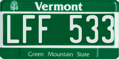 VT license plate LFF533