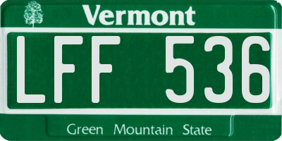 VT license plate LFF536