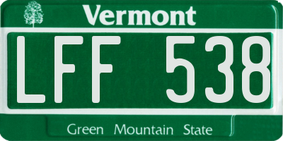 VT license plate LFF538
