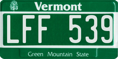 VT license plate LFF539