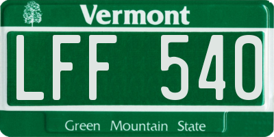 VT license plate LFF540