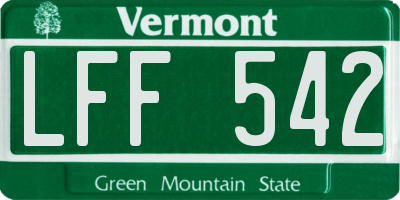 VT license plate LFF542