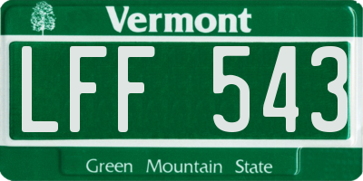 VT license plate LFF543