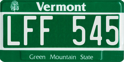 VT license plate LFF545