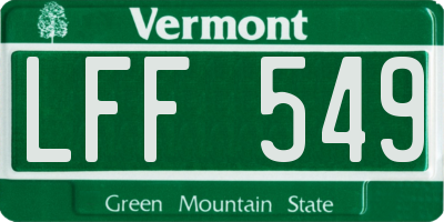 VT license plate LFF549