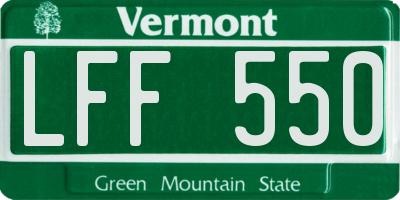 VT license plate LFF550