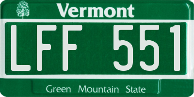 VT license plate LFF551