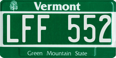 VT license plate LFF552