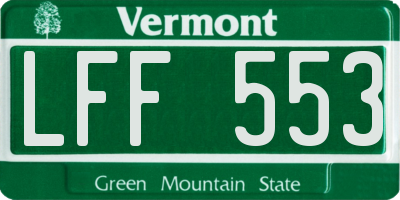 VT license plate LFF553