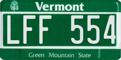 VT license plate LFF554