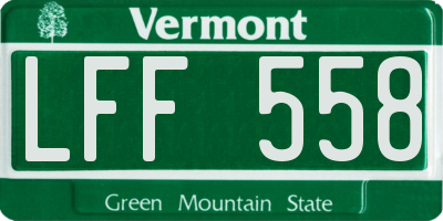 VT license plate LFF558