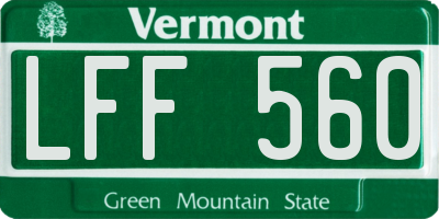 VT license plate LFF560