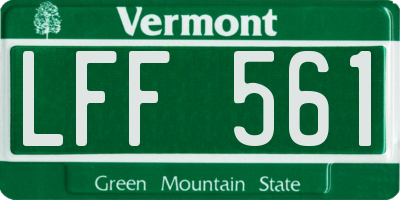 VT license plate LFF561