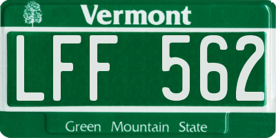 VT license plate LFF562