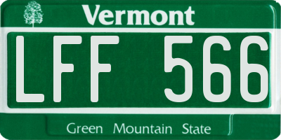 VT license plate LFF566