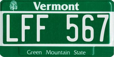 VT license plate LFF567