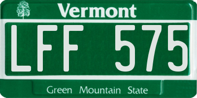 VT license plate LFF575