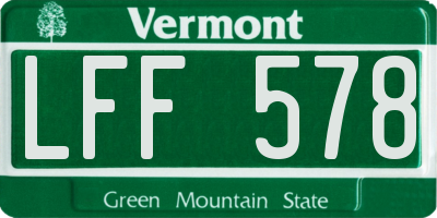 VT license plate LFF578